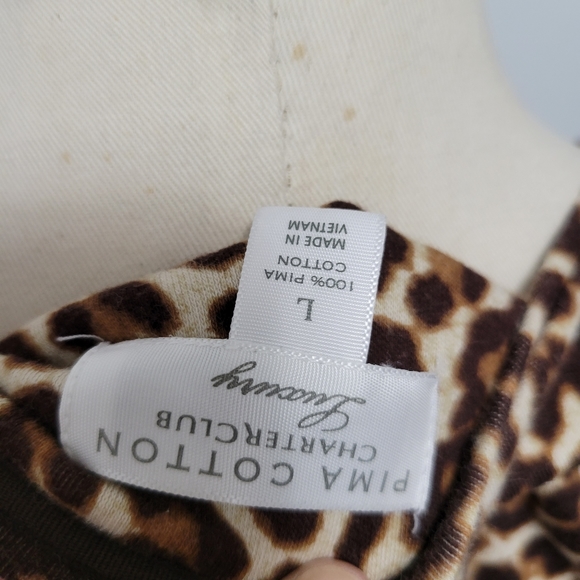 Charter Club leopard print Pima cotton tee size large - Picture 6 of 6